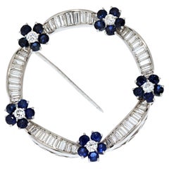 Vintage Diamond and Sapphire Circle Brooch