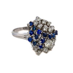 Diamond and Sapphire Cluster Ring