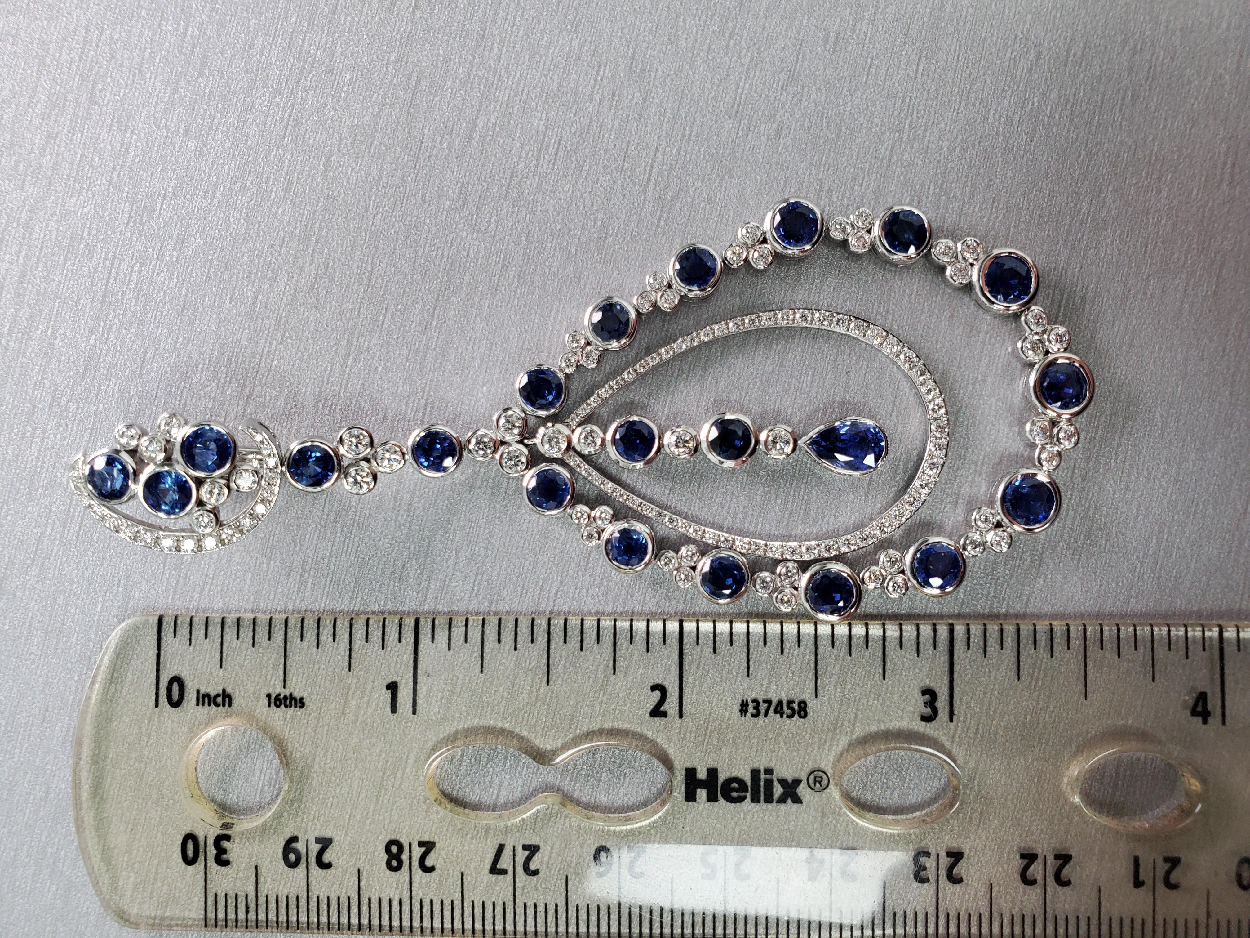 Diamond and Sapphire Dangle Earrings For Sale 1