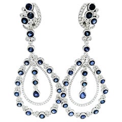 Diamond and Sapphire Dangle Earrings