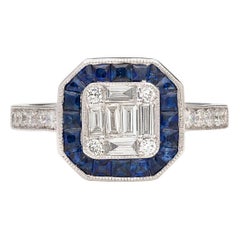 Diamond and Sapphire Deco Style Ring