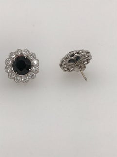 Diamond and Sapphire Earrings, Approximately 3 Carat of Sapphires