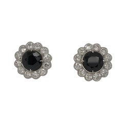 Diamond and Sapphire Earrings, Approximately 3 Carat of Sapphires