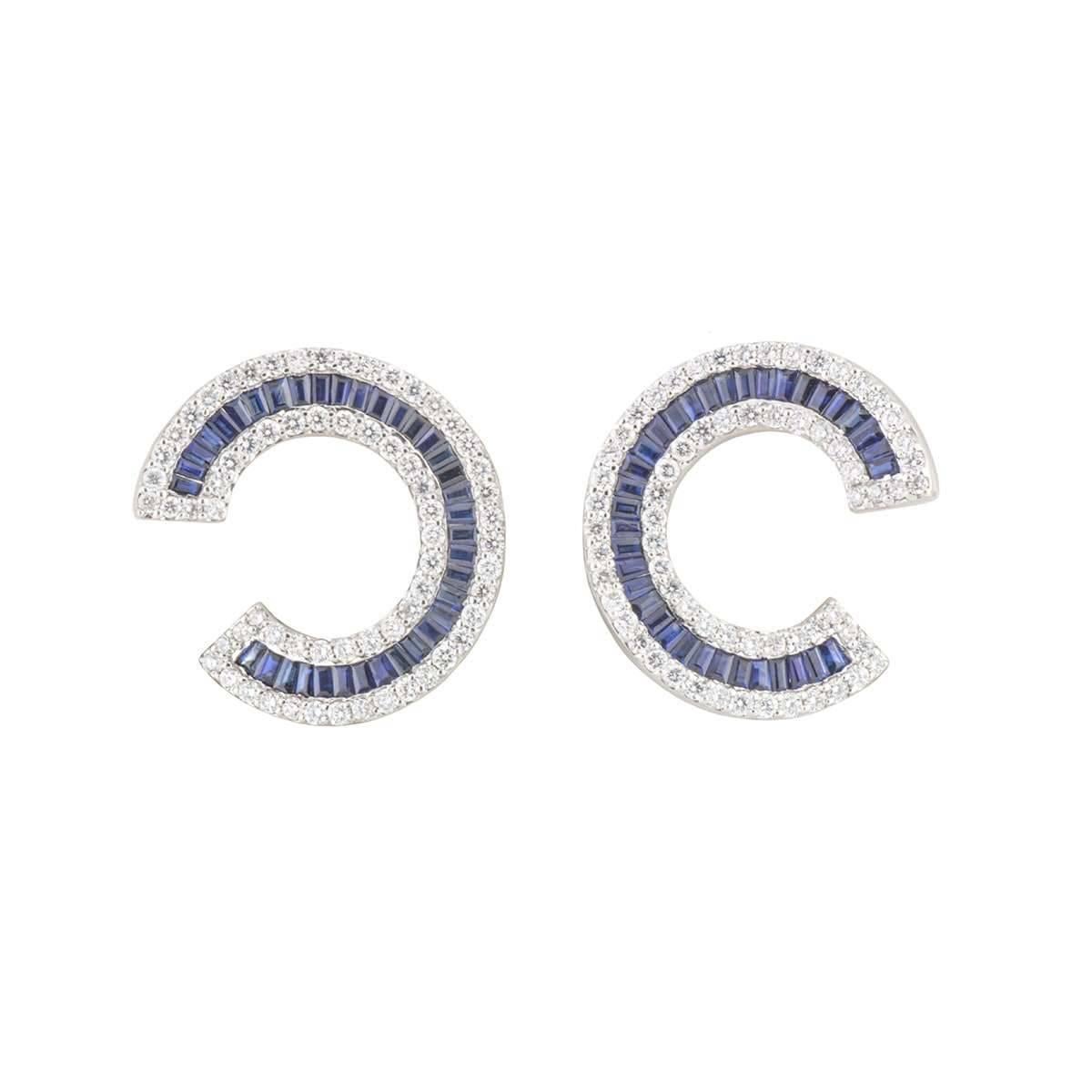 Diamond and Sapphire Earrings For Sale