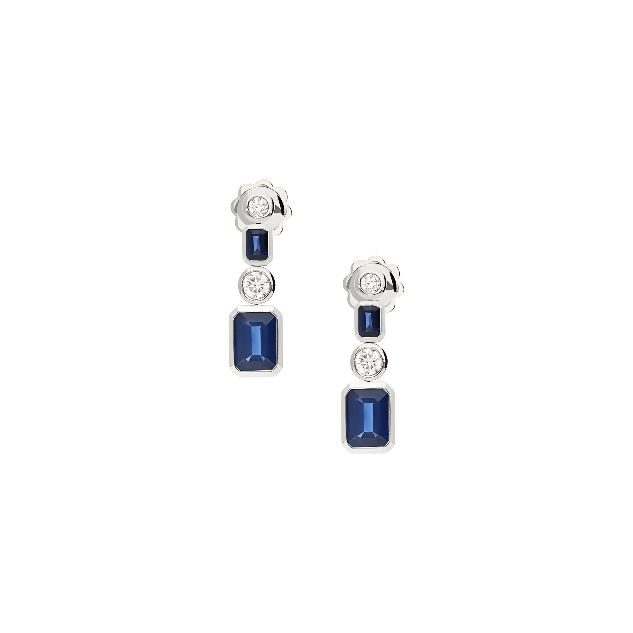 Moderne Boucles d'oreilles en or blanc 18 carats, diamant et saphir, 2.84 carats en vente