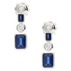 Pendientes de diamantes y zafiros en oro blanco de 18 quilates, 2,84 quilates
