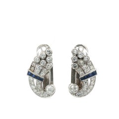 Orecchini con diamanti e zaffiri in platino 950
