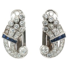 Orecchini con diamanti e zaffiri in platino 950