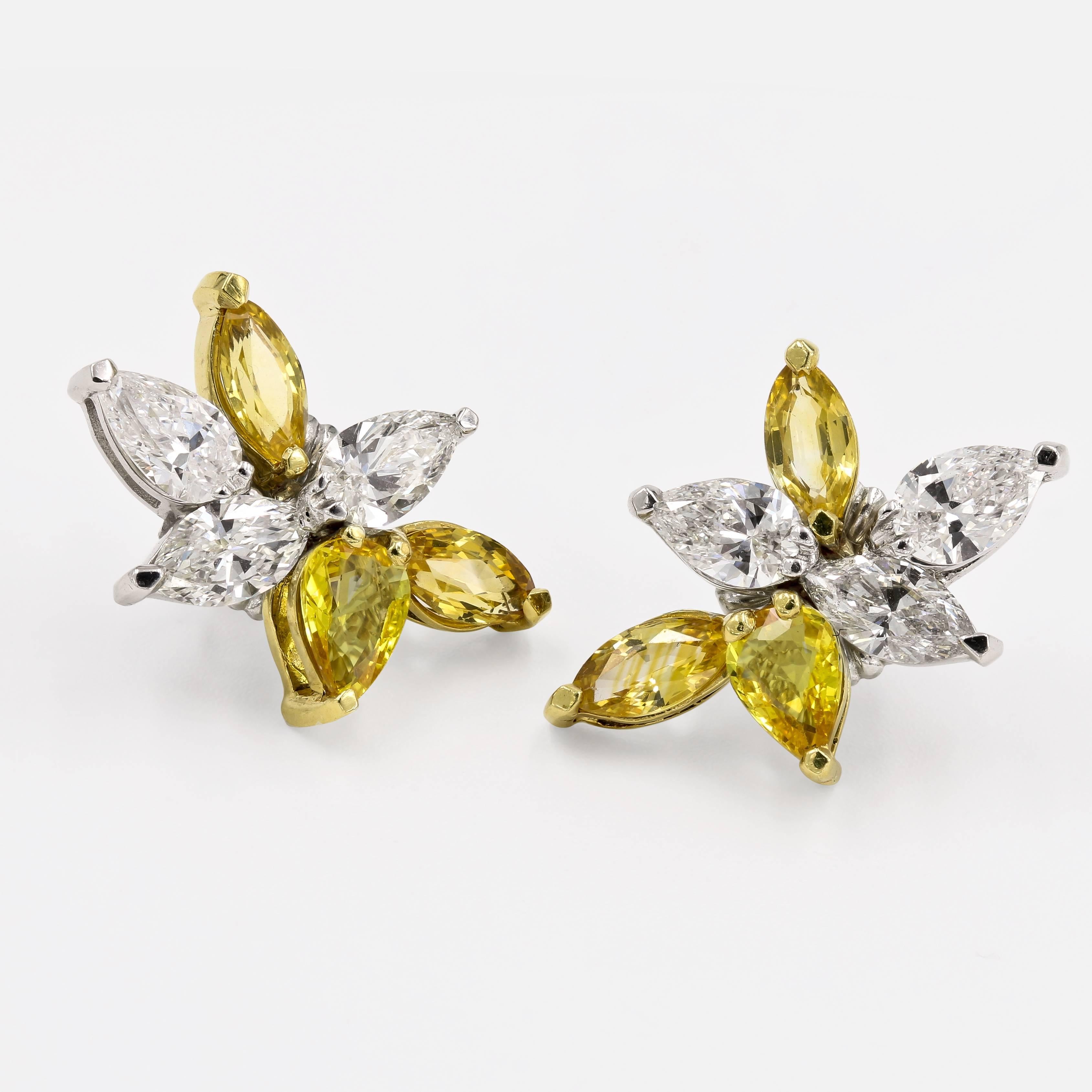 Contemporary Diamond and Sapphire Earrings with Interchangeable Stones in 18kt Gold