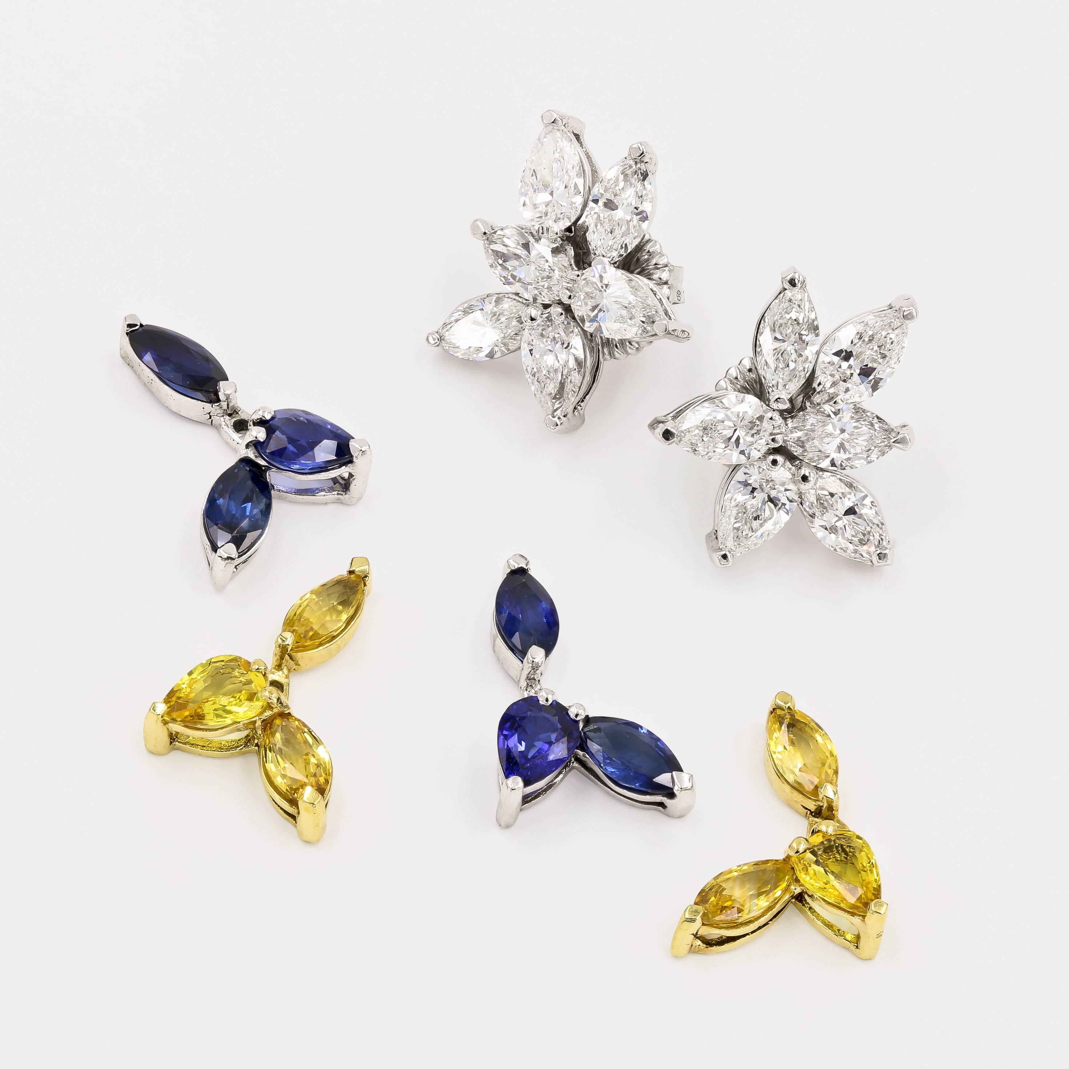 Women's Diamond and Sapphire Earrings with Interchangeable Stones in 18kt Gold