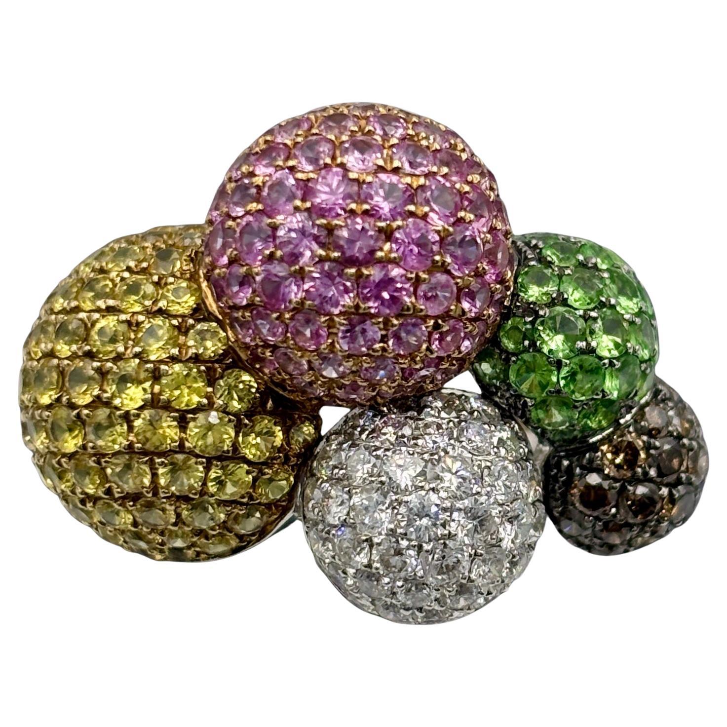 Diamant- und Saphirbesetzter „Blasen“-Ring Teil eines Sets mit Anhänger im Angebot