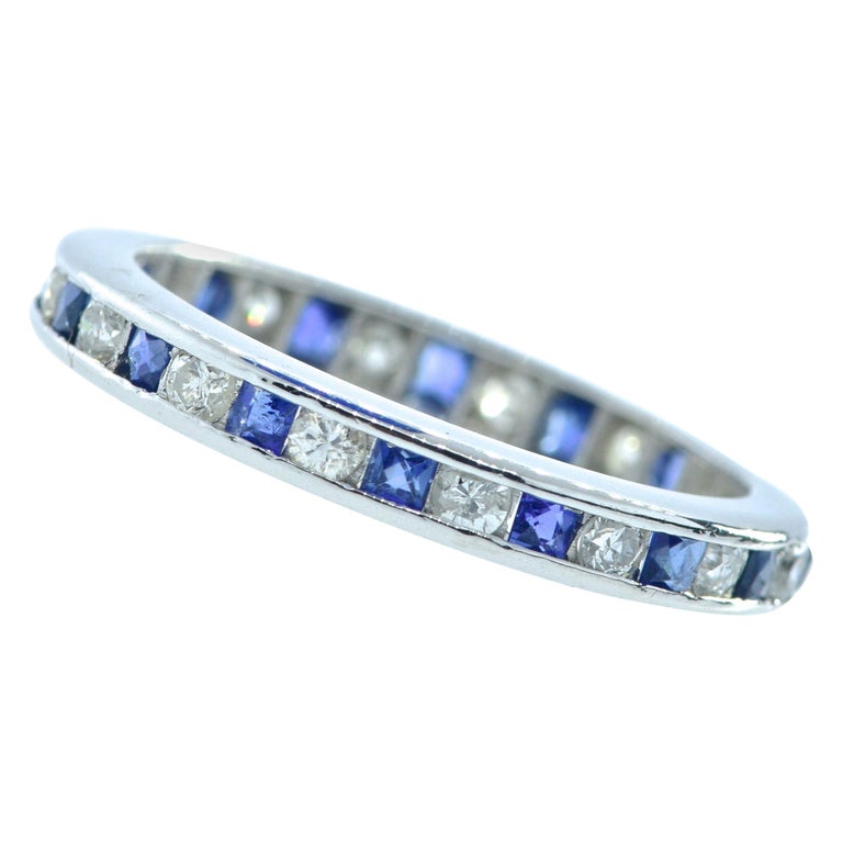 Diamond and Sapphire Eternity Band For Sale at 1stDibs