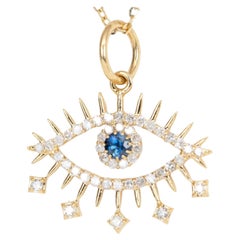 Diamond and Sapphire Evil Eye Pendant 14k Gold R4348 Diamond and Sapphire Evil Eye Pendant 14k Gold R4348