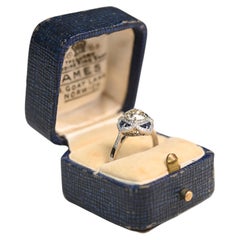 Diamond and Sapphire Floral Ring. 1.20ct Old European Cut Diamond Platinum K VS2