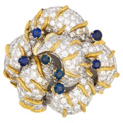 Broche Flor de Diamantes y Zafiros