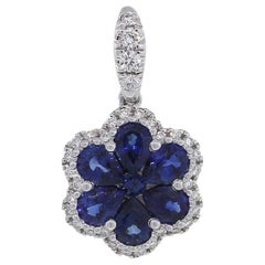 Diamond and Sapphire Flower Pendant