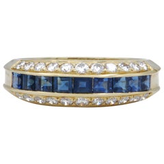 Diamond and Sapphire Gold Band Ring
