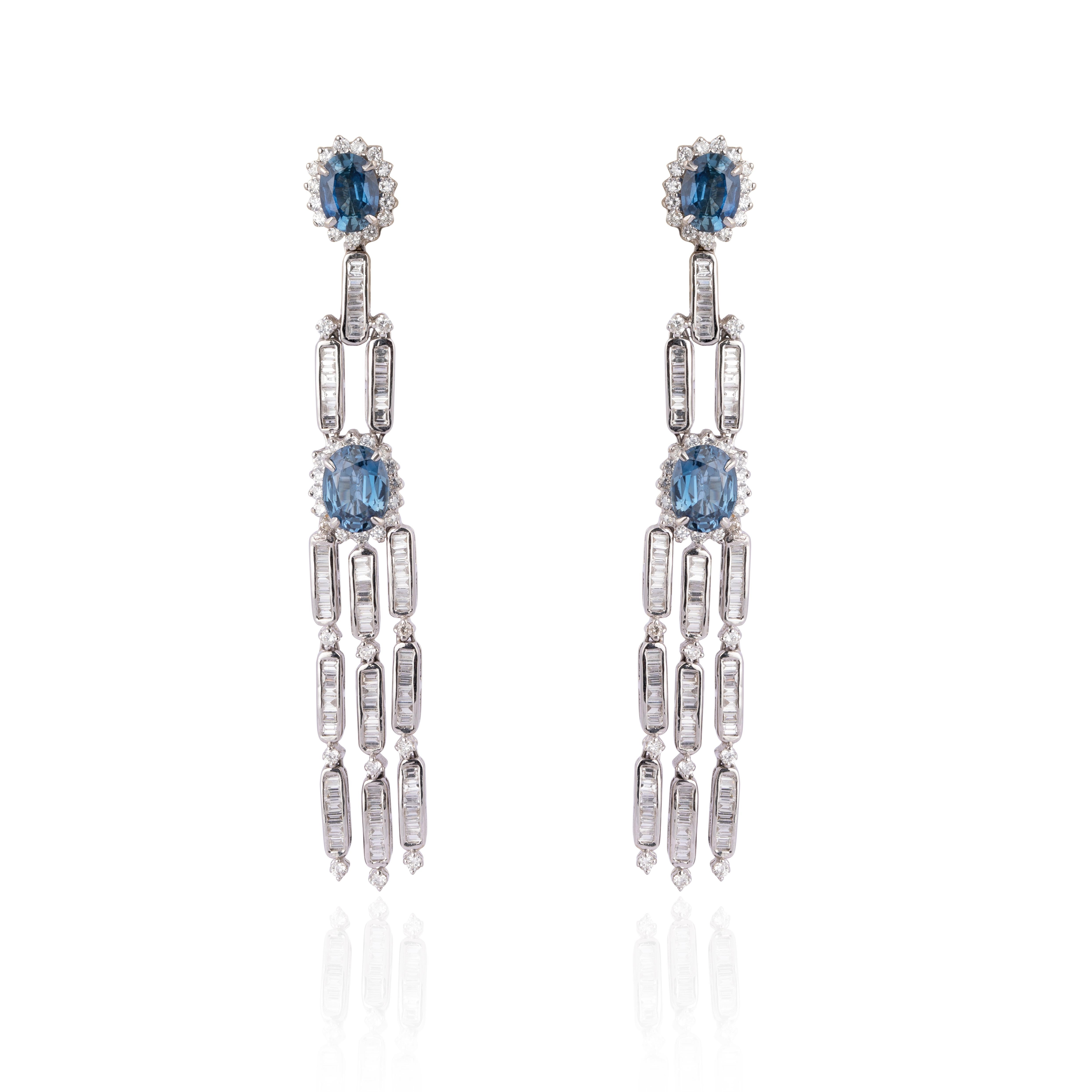 (Diamond 2.85 cts) and (sapphire 5 cts) (gold earring 18k nw 15.810gm)