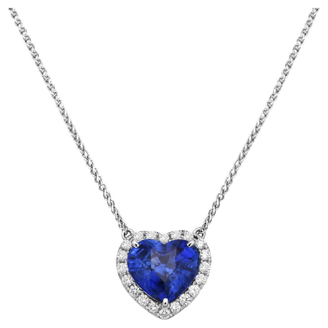 Diamond and Sapphire Heart Shaped Pendant For Sale
