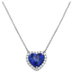 Diamond and Sapphire Heart Shaped Pendant