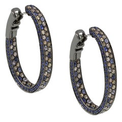 Diamond and Sapphire Inside Out Hoop Earrings