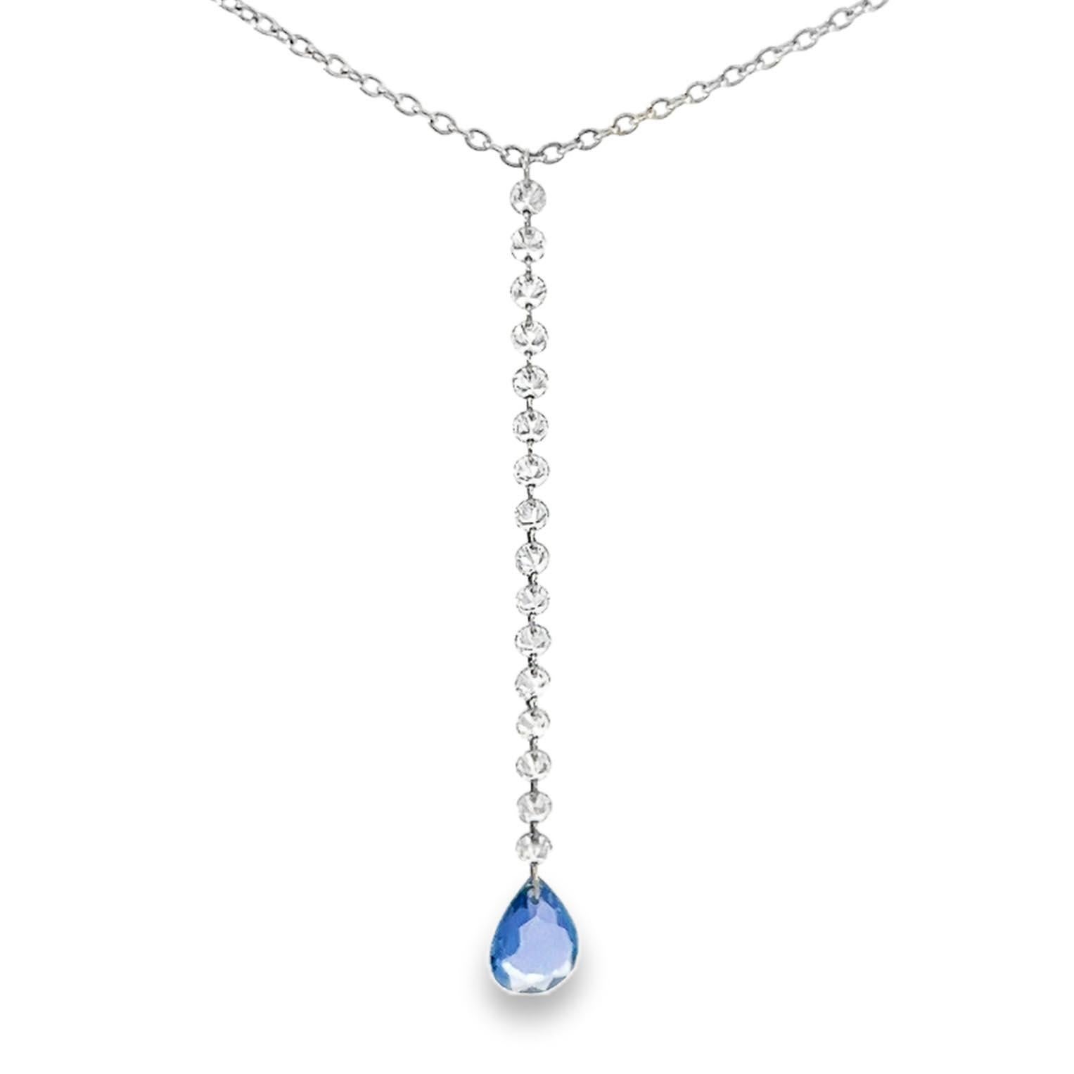 Taglio rotondo Collana Lariat con diamanti e zaffiri in vendita