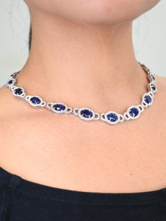 Diamond and Sapphire Link Necklace