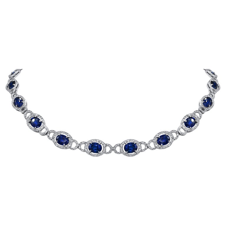 Diamond and Sapphire Link Necklace For Sale at 1stDibs