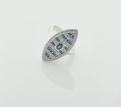 Diamond and Sapphire Marquise Shaped Ring in 18k