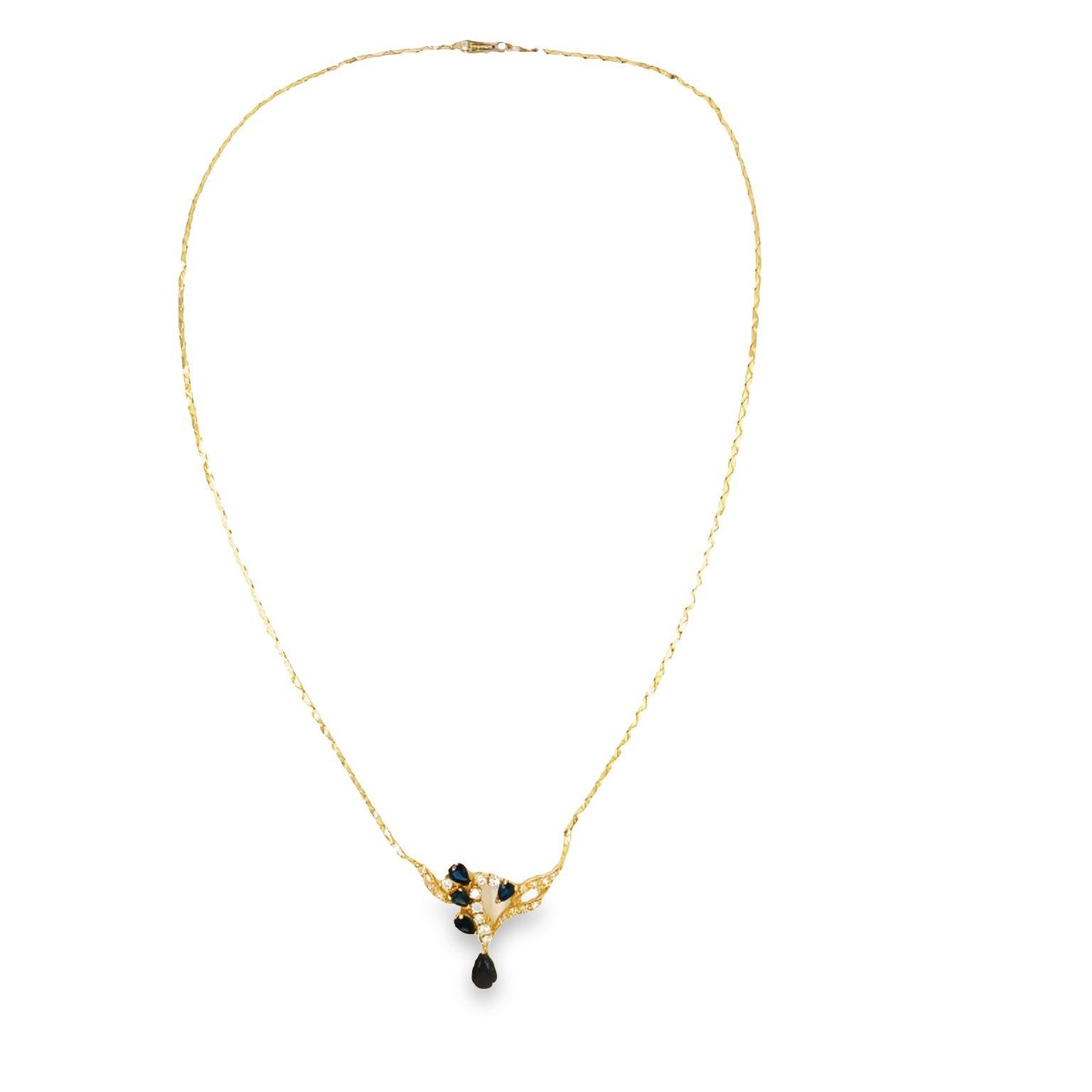 Collier en or jaune 18K avec saphirs et diamants en forme de poire en vente 4