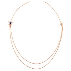 Diamant und Saphir Halskette Rose Gold Kette 