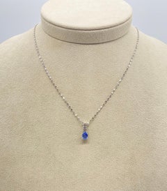 Art Deco 18K White Gold Diamond & Sapphire Pendant Necklace, France