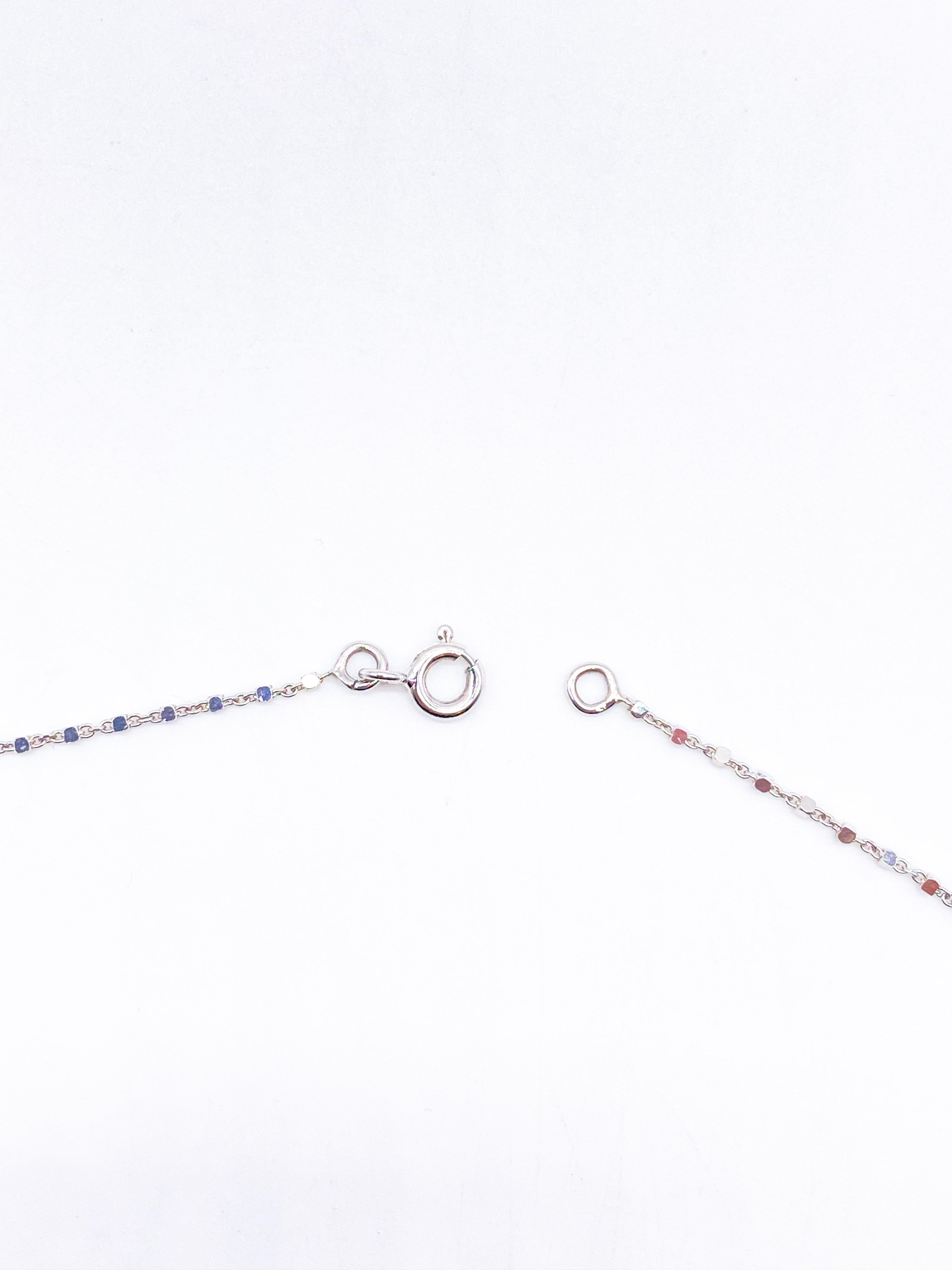 Halskette aus Weißgold mit Diamanten und Saphiren aus 18 Karat  im Zustand „Neu“ im Angebot in Vannes, FR
