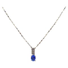 Diamond and Sapphire Necklace White Gold 18 Karat 