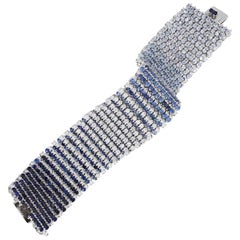 Diamant- und Saphir-Ocker-Tennisarmband aus Mesh