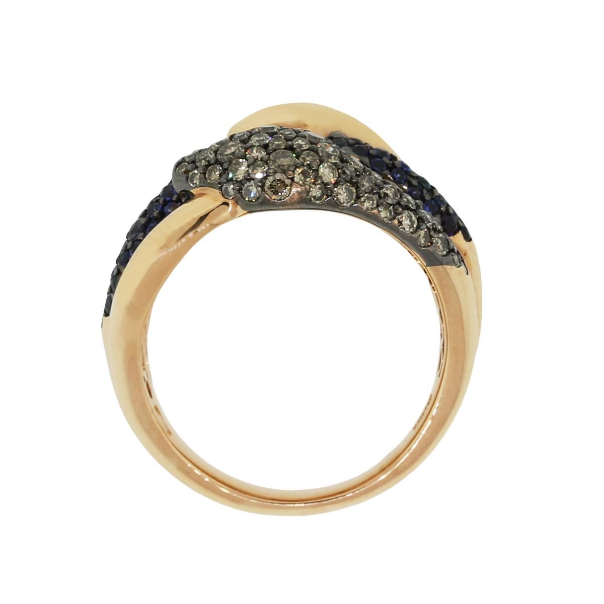 Diamond and Sapphire Open Freeform Snake Ring In New Condition In Boca Raton, FL
