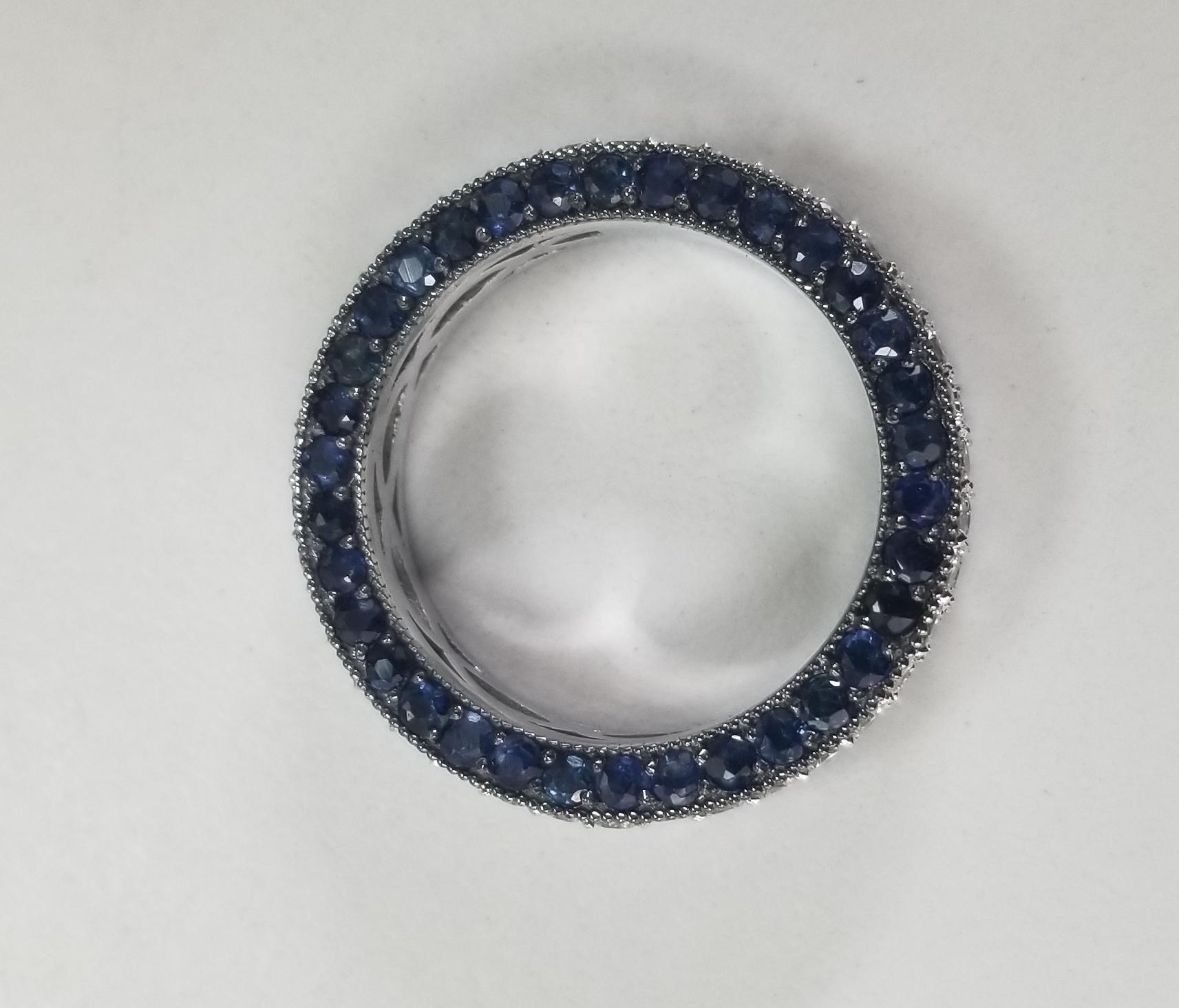 Art Deco Diamond and Sapphire Pave Eternity Ring