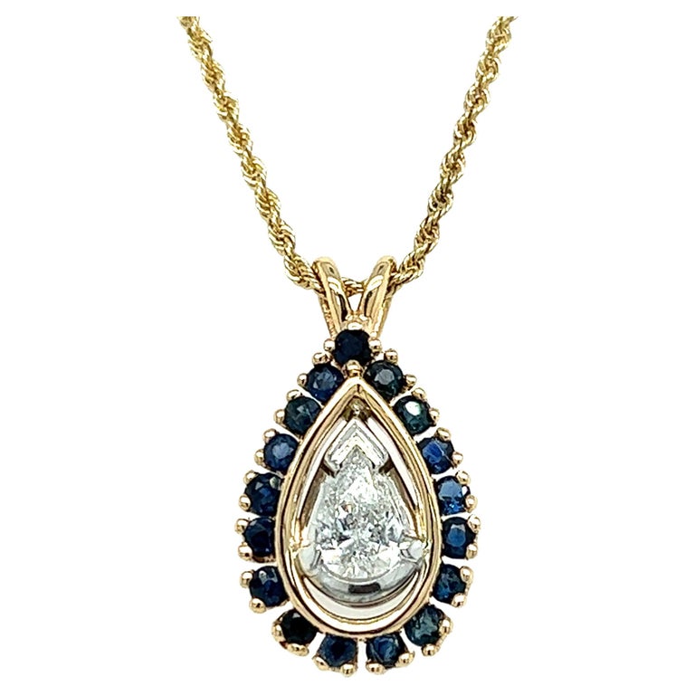 Diamond and Sapphire Pendant Necklace in 14K Yellow Gold For Sale at — free download