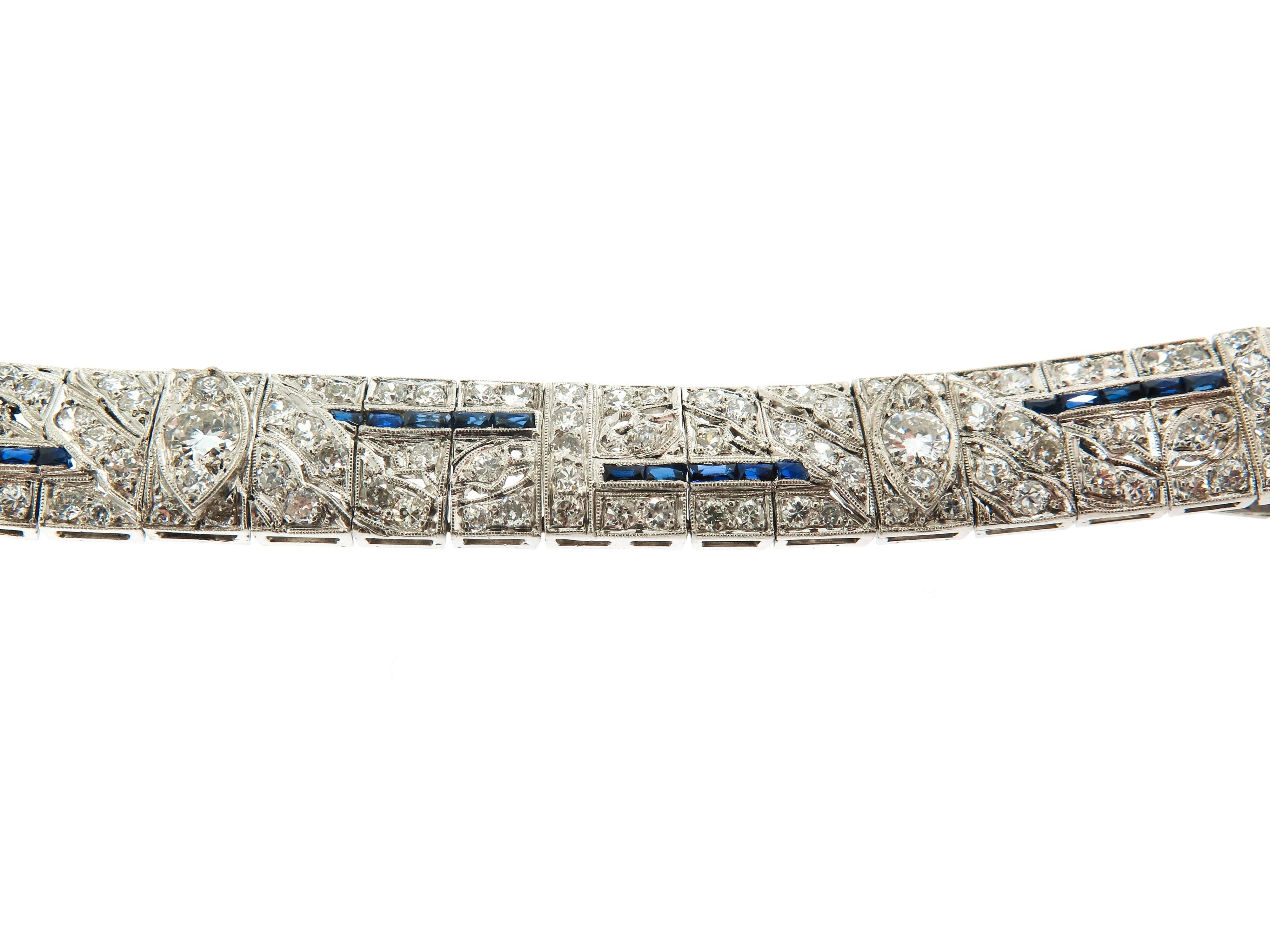 Diamond and Sapphire Platinum Bracelet 1