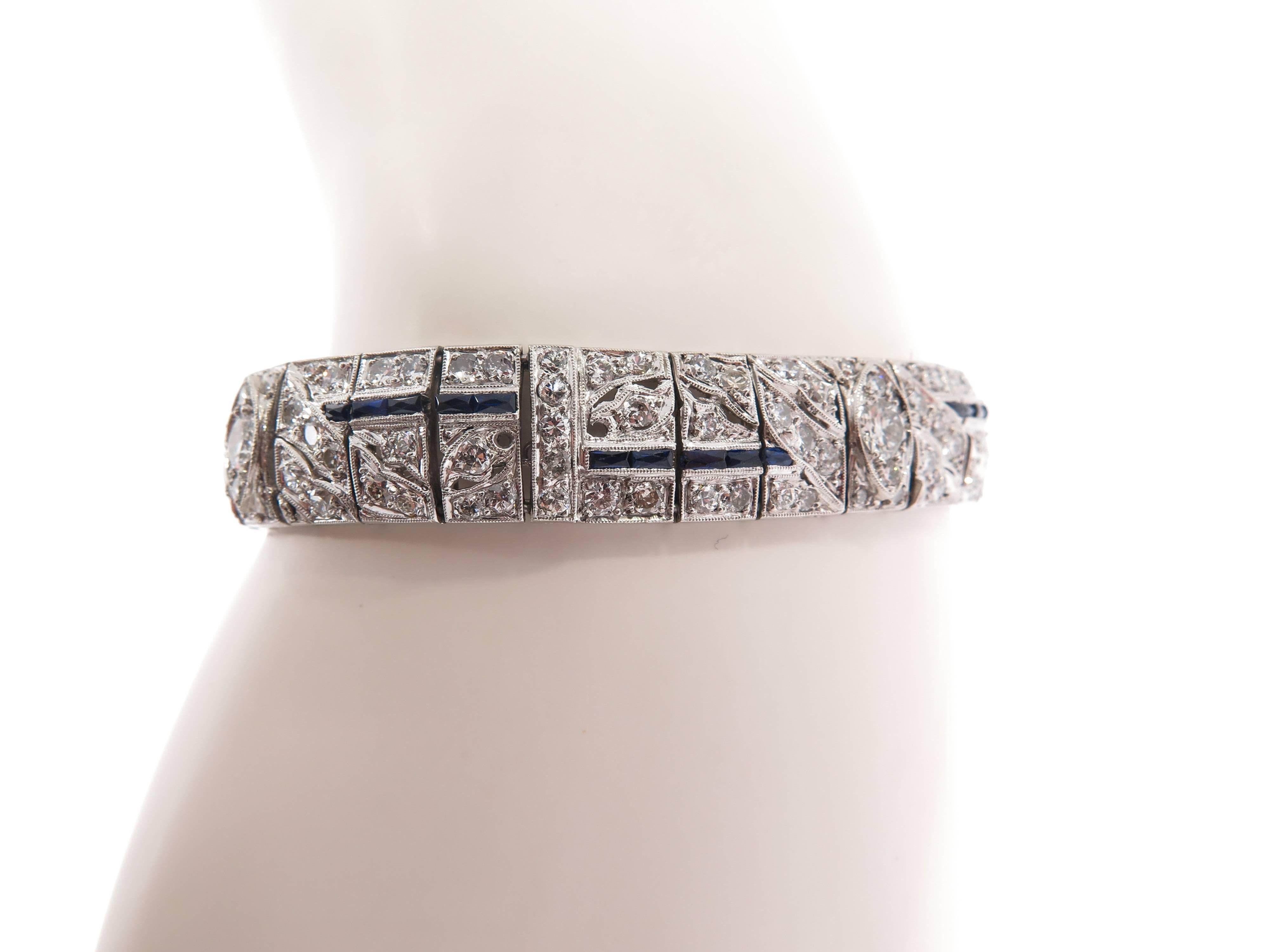 Diamond and Sapphire Platinum Bracelet 4