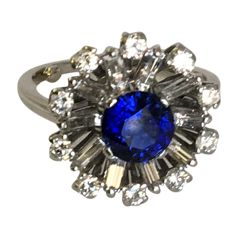 Diamond and Sapphire Platinum Cocktail Ring