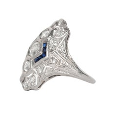 Diamond and Sapphire Platinum Engagement Ring