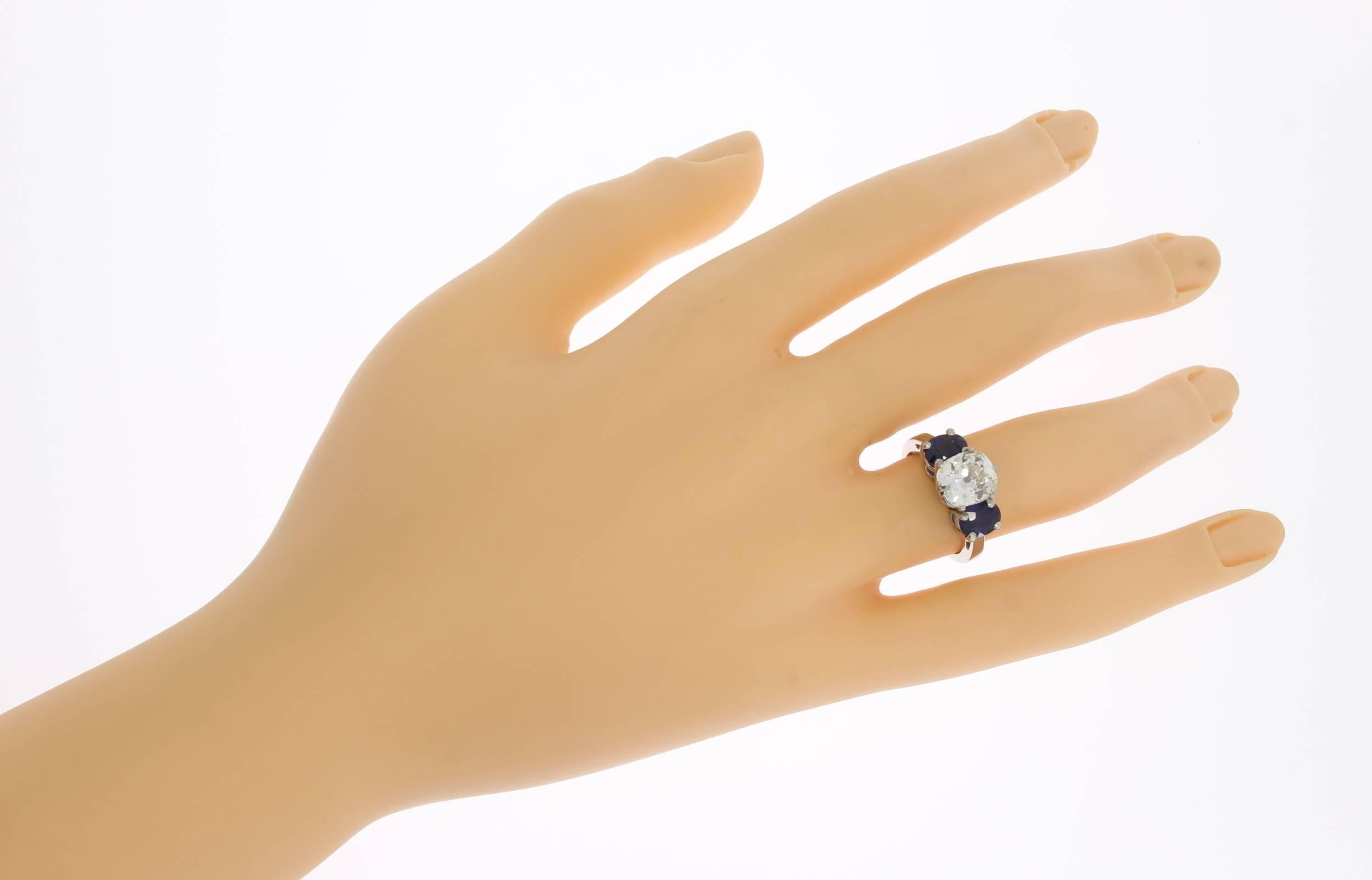 Diamant und Saphir Platin Ring im Angebot 1