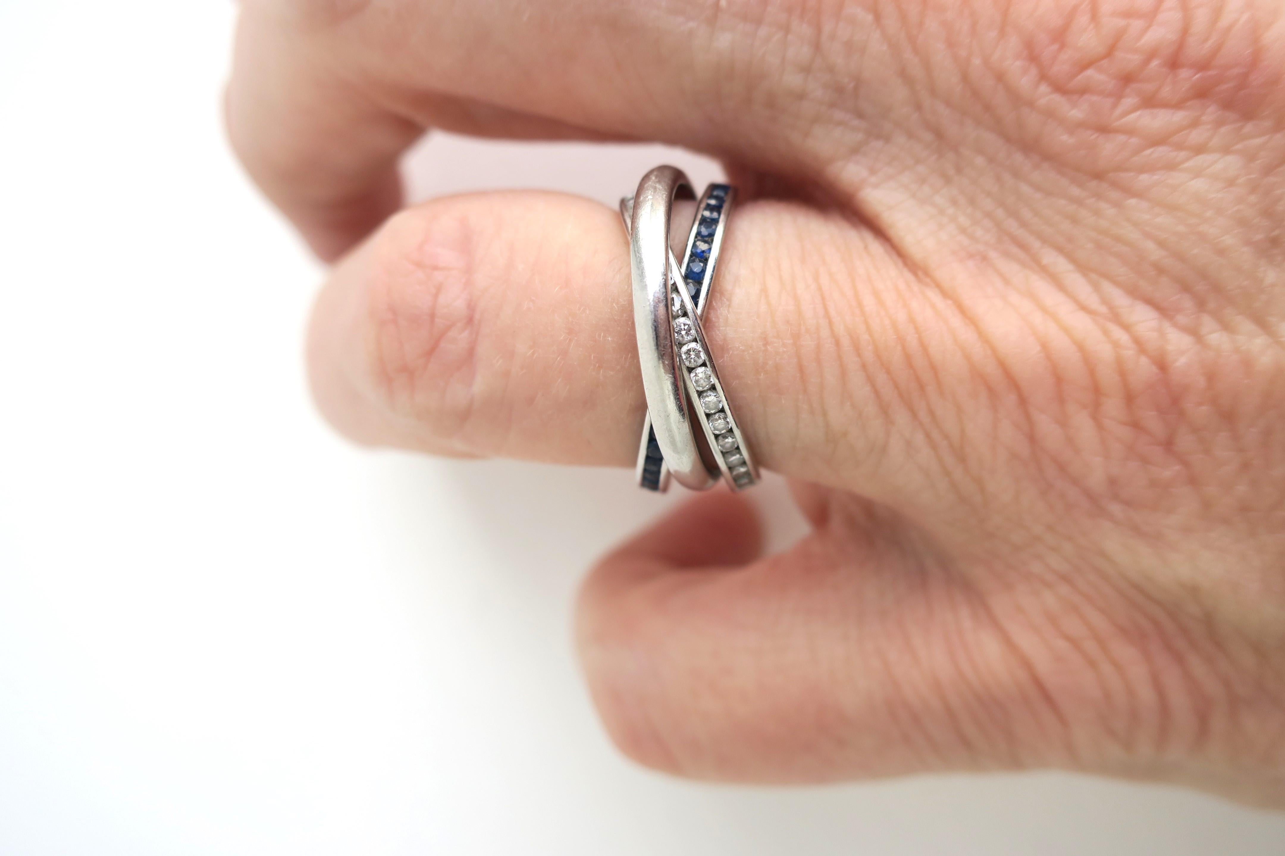 Platin Trinity Drei Eternity-Ring mit Diamanten und Saphiren 1