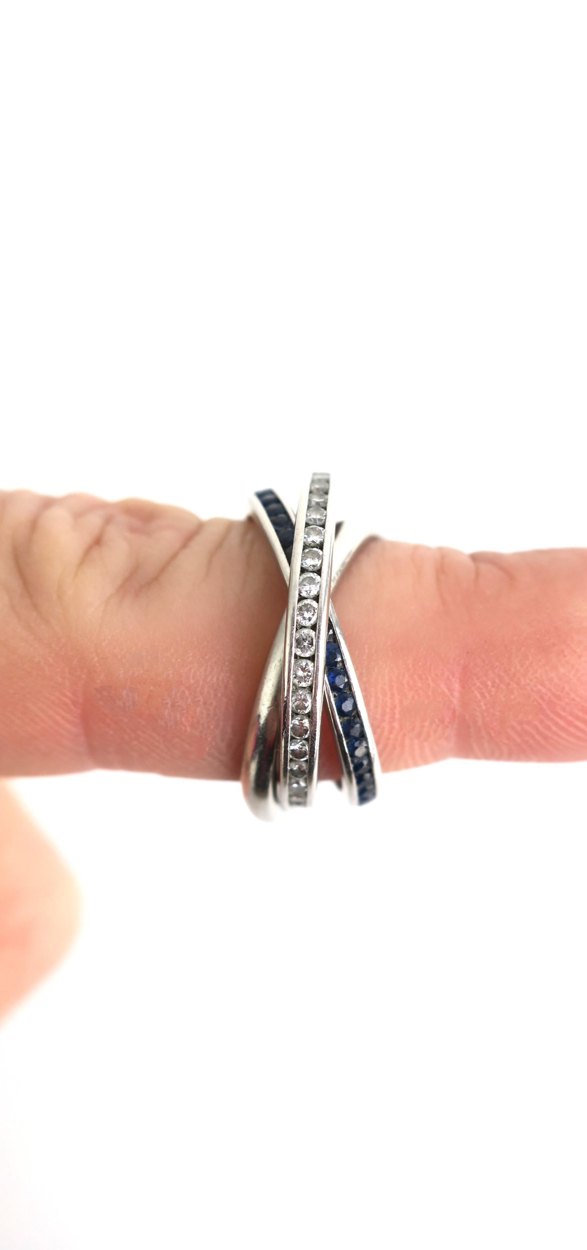 Platin Trinity Drei Eternity-Ring mit Diamanten und Saphiren 2