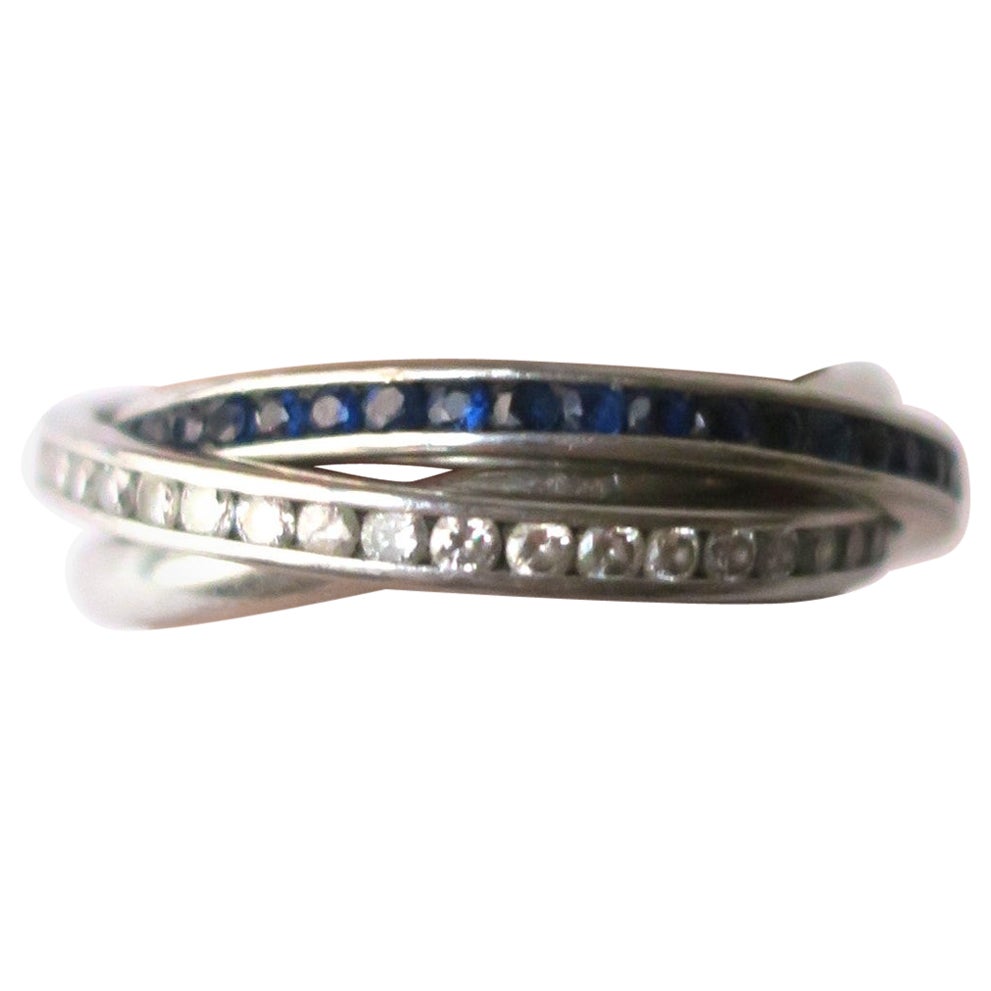 Platin Trinity Drei Eternity-Ring mit Diamanten und Saphiren