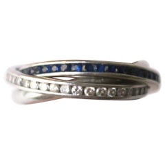Platin Trinity Drei Eternity-Ring mit Diamanten und Saphiren