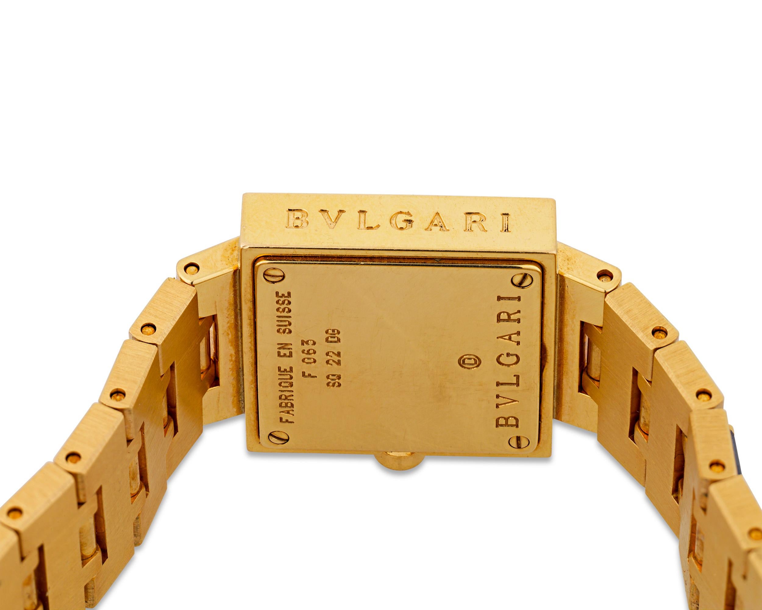 Moderne Bulgari  Montre-bracelet Quadrato en diamant et saphir en vente