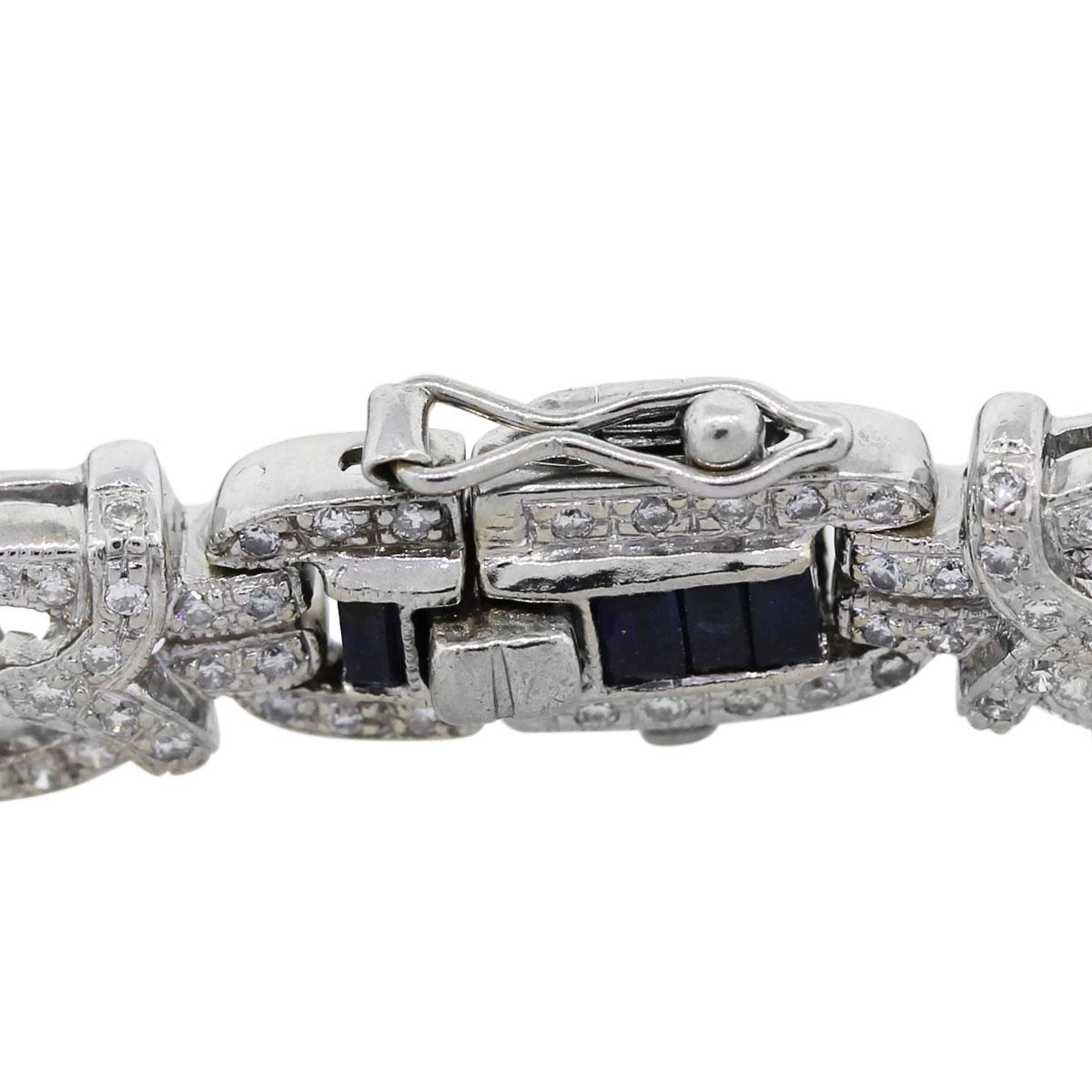 Diamond and Sapphire Retro Bracelet In Excellent Condition In Boca Raton, FL