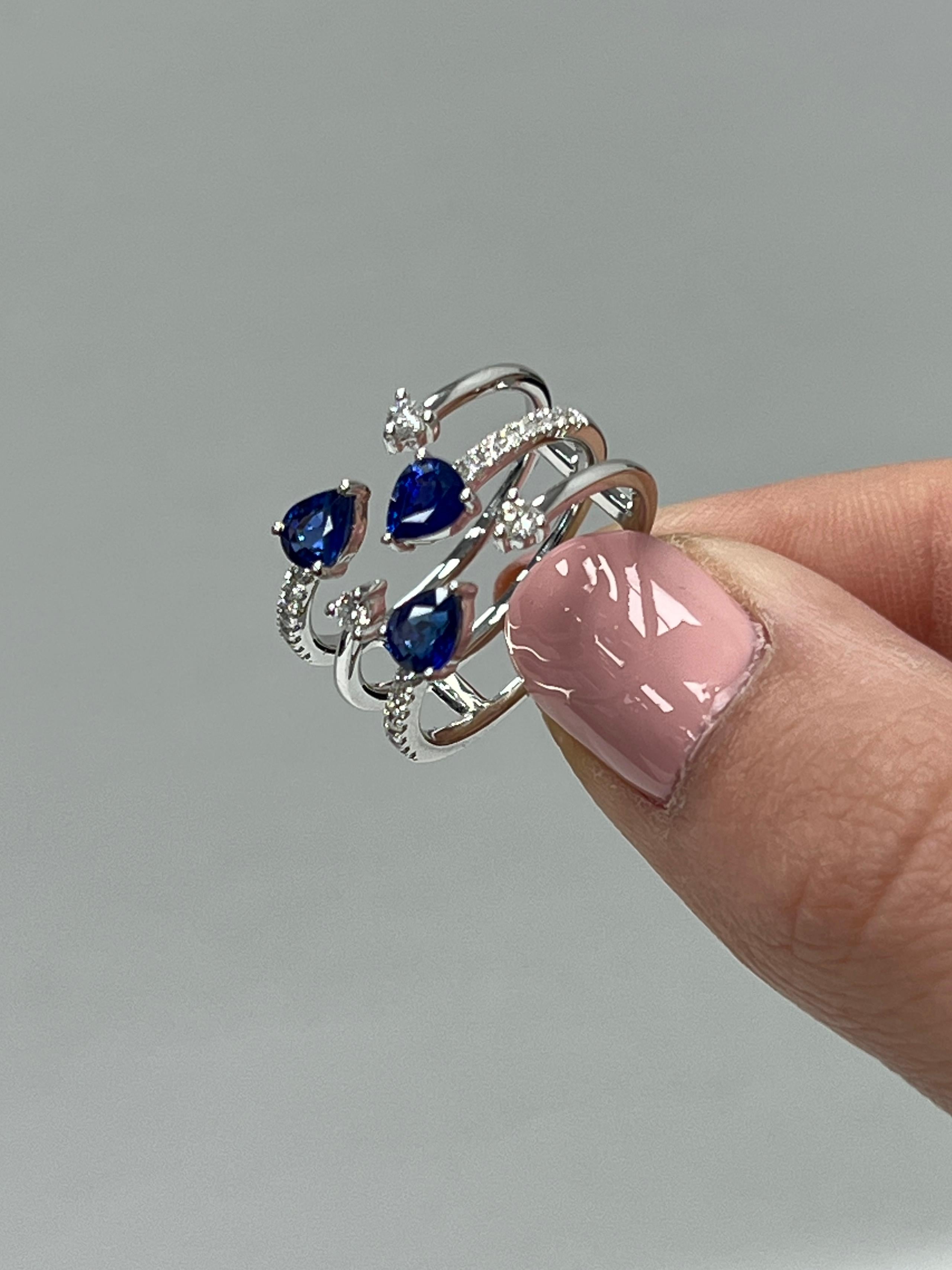 Modern Diamond and Sapphire Ring For Sale